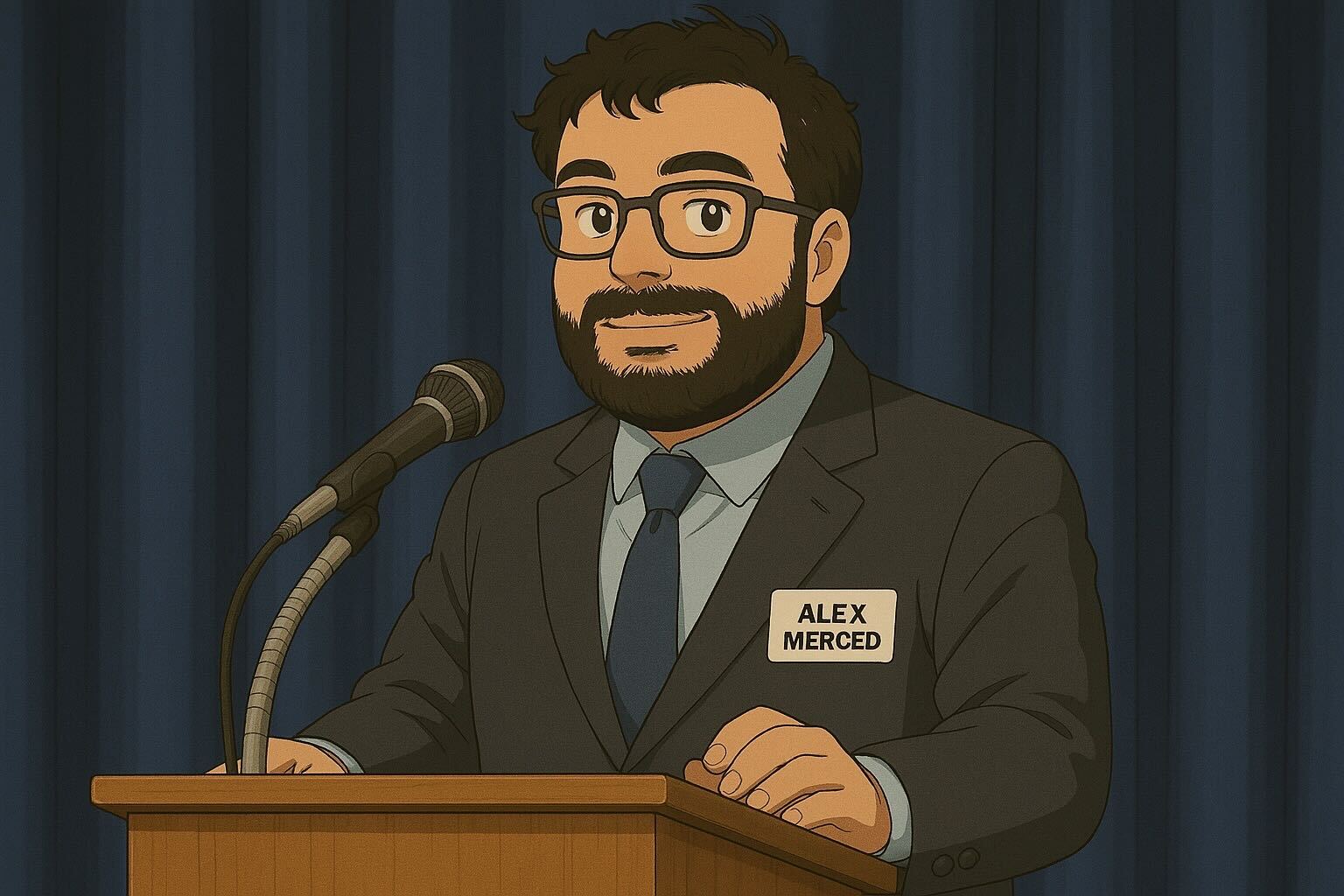 Alex Merced speaking at a conference